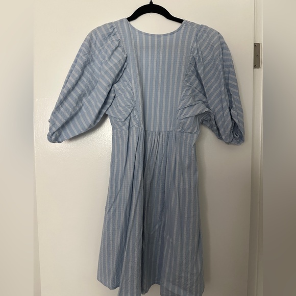 A New Day Puff Short Sleeve Dress - Blue Stripe, Size Medium - Picture 4 of 5